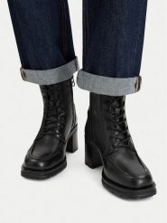G-STAR Botki CEO-WI34-TRUST-05 Czarny. Czarne botki G-Star, bez wzorów, ze skóry, bez obcasa, na słupku, bez zapięcia. Za 399.99 zł.