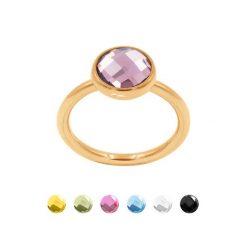 Pierścionek z fioletowym kryształem pozłacany. Fioletowe pierścionki Lilou, pozłacane. Za 159.00 zł.
