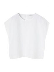 TATUUM Bluzka "Kriko" w kolorze białym rozmiar: M. Białe bluzki Tatuum, m, bez wzorów, ze lnu, bez kołnierzyka, bez ramiączek. Za 113.45 zł.