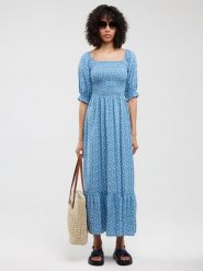 BIG STAR Sukienka w kolorze błękitno-białym rozmiar: L. Białe sukienki Big Star, l, bez wzorów, z wiskozy, retro, bez kołnierzyka, bez ramiączek, maxi. Za 139.99 zł.