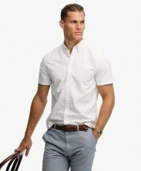 Superdry Preppy Oxford koszula z krótkim rękawem z bawełny organicznej – OPTIC. Białe koszule Superdry, xl, bez wzorów, z bawełny, bez kołnierzyka, bez ramiączek. Za 272.40 zł.