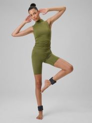 4F Legginsy kolarki do jogi damskie - oliwkowe XS. Brązowe legginsy 4f, l, bez wzorów, z włókna, z podwyższonym stanem. Za 129.99 zł.