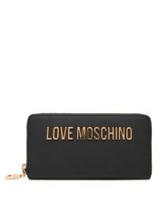 LOVE MOSCHINO Duży Portfel Damski JC5611PP1NKD0000 Czarny. Czarne portfele Love Moschino, bez wzorów, ze skóry. Za 439.99 zł.