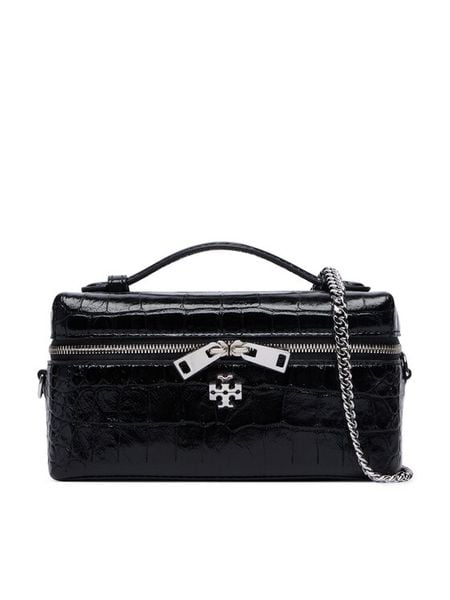 Tory Burch Torebka Charlie Embossed 185868 Czarny. Czarne torebki klasyczne Tory Burch, bez wzorów, ze skóry, bez dodatków. Za 2,759.00 zł.