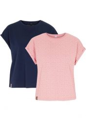 T-shirt (2 szt.). Czerwone golfy bonprix, bez wzorów, ze skóry, bez kołnierzyka, bez ramiączek. Za 114.99 zł.