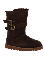 Gooce Skórzane kozaki zimowe "Huntspill Waterproof" w kolorze ciemnobrązowym rozmiar: 38. Brązowe kozaki Gooce, na zimę, z materiału, bez obcasa, bez zapięcia. Za 260.99 zł.