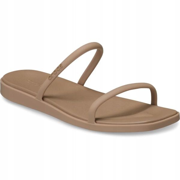 Klapki Dla Dorosłych Crocs Miami Two Strap. Brązowe klapki Crocs, bez wzorów, z materiału, bez obcasa. Za 199.99 zł.