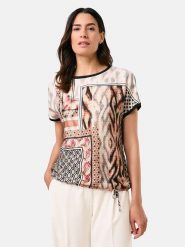 Gerry Weber Koszulka w kolorze czarno-beżowo-jasnobrązowym rozmiar: 44. Brązowe bluzki Gerry Weber, bez wzorów, z bawełny, bez kołnierzyka, bez ramiączek. Za 92.42 zł.