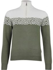 Peak Mountain Sweter "Akar" w kolorze oliwkowo-białym rozmiar: L. Brązowe swetry Peak Mountain, l, bez wzorów, bez ramiączek. Za 217.99 zł.