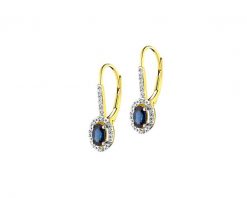 Kolczyki z żółtego złota z diamentami i szafirami - próba 585. Żółte kolczyki Apart, z diamentem, złote. Za 2,459.00 zł.