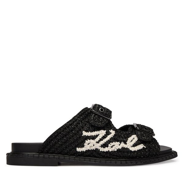 Klapki KARL LAGERFELD. Czarne klapki KARL LAGERFELD, bez wzorów, bez obcasa. Za 737.99 zł.