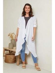Curvy Lady Lniany kardigan w kolorze białym rozmiar: 48/50. Białe kardigany Curvy Lady, bez wzorów, ze lnu. Za 149.66 zł.
