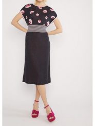 Blutsgeschwister Sukienka "Mix it Quickartistic" w kolorze czarno-jasnoróżowym rozmiar: L. Czarne sukienki Blutsgeschwister, l, bez wzorów, z bawełny, bez kołnierzyka, bez ramiączek, midi. Za 235.50 zł.