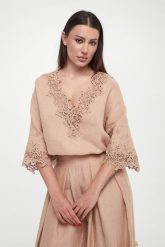 Bluzka damska lniana ERMANNO SCERVINO LIFE. Bluzki Ermanno Scervino Life, bez wzorów, bez kołnierzyka, bez ramiączek. W wyprzedaży za 2,079.20 zł.