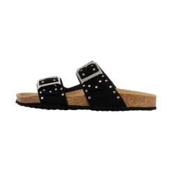 Sandały GEOX D BRIONIA R Czarny. Czarne sandały Geox, bez wzorów, z syntetyku, bez obcasa, bez zapięcia. Za 297.99 zł.