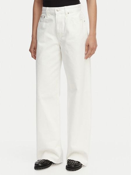 Calvin Klein Jeans Jeansy LV047F733G Kremowy Wide Leg. Białe jeansy Calvin Klein Jeans, bez wzorów. Za 305.99 zł.