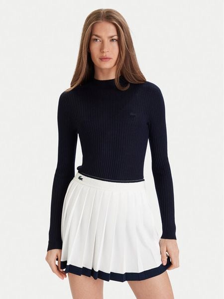 Lacoste Sweter AF4189 Granatowy Slim Fit. Niebieskie swetry Lacoste, bez wzorów, z wełny, bez ramiączek. Za 529.99 zł.