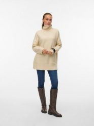 Vero Moda Sweter w kolorze beżowym rozmiar: S. Brązowe golfy Vero Moda, s, bez wzorów, z materiału, bez ramiączek. Za 86.99 zł.