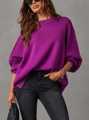 Milan Kiss Sweter w kolorze ciemnofioletowym rozmiar: M. Różowe swetry Milan Kiss, m, bez wzorów, bez ramiączek. Za 180.49 zł.