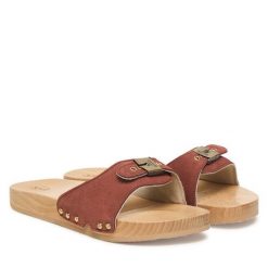 Klapki Scholl. Brązowe klapki Scholl, bez wzorów, bez obcasa. Za 589.99 zł.