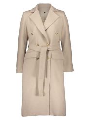 Trendyol Płaszcz przejściowy w kolorze beżowym rozmiar: 36. Brązowe płaszcze Trendyol, bez wzorów, z bawełny, bez kaptura. Za 126.45 zł.