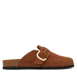 Klapki Tamaris. Brązowe klapki Tamaris, bez wzorów, bez obcasa. Za 269.99 zł.