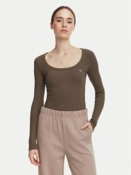 Guess Bluzka V4BP07 K8RT2 Khaki Slim Fit. Brązowe bluzki Guess, xl, z aplikacjami, z wiskozy, bez kołnierzyka, bez ramiączek. Za 194.99 zł.