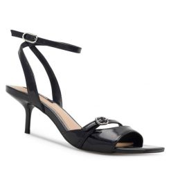 Sandały Nine West. Czarne sandały Nine West, bez wzorów, bez obcasa, na szpilce, bez zapięcia. Za 229.99 zł.