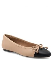 Nine West Baleriny 122AL4108 Beżowy. Brązowe baleriny Nine West, bez wzorów, ze skóry, bez obcasa. Za 199.99 zł.