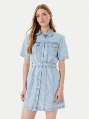 Tommy Jeans Sukienka jeansowa DW0DW21168 Niebieski Regular Fit. Niebieskie sukienki Tommy Jeans, xs, bez wzorów, z bawełny, bez kołnierzyka, bez ramiączek. Za 519.99 zł.