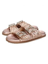 MELVIN & HAMILTON Skórzane klapki "Eve 1" w kolorze różowozłotym rozmiar: 37. Różowe klapki Melvin & Hamilton, bez wzorów, z otwartym noskiem, bez obcasa. Za 347.99 zł.