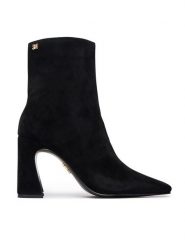 Steve Madden Botki Flares 11005754 Czarny. Czarne botki Steve Madden, bez wzorów, ze skóry, bez obcasa, na słupku, bez zapięcia. Za 769.99 zł.