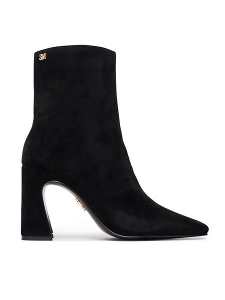 Steve Madden Botki Flares 11005754 Czarny. Czarne botki Steve Madden, bez wzorów, ze skóry, bez obcasa, na słupku, bez zapięcia. Za 769.99 zł.