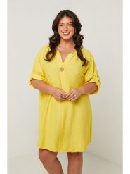 Curvy Lady Sukienka w kolorze żółtym rozmiar: 48/50. Żółte sukienki Curvy Lady, bez wzorów, klasyczne, bez kołnierzyka, bez ramiączek, midi. Za 136.45 zł.