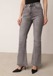 Szare Jeansy Dzwony z Regularnym Stanem z Bawełną i Domieszką Wiskozy Peigenia. Szare jeansy Born2be, l, bez wzorów. Za 139.99 zł.