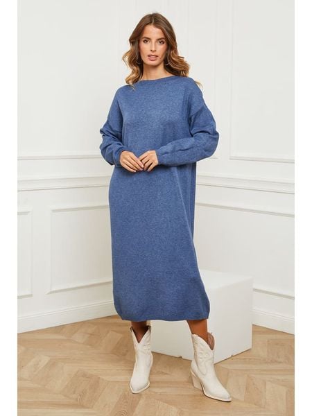 So Cachemire Sukienka dzianinowa "Fastidius" w kolorze niebieskim rozmiar: L. Niebieskie sukienki So Cachemire, l, bez wzorów, z dzianiny, bez kołnierzyka, bez ramiączek, maxi. Za 193.70 zł.