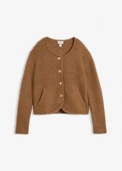Sweter rozpinany o luźnym kroju. Czerwone kardigany bonprix, bez wzorów. Za 169.99 zł.
