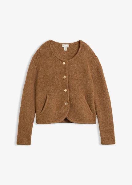 Sweter rozpinany o luźnym kroju. Czerwone kardigany bonprix, bez wzorów. Za 169.99 zł.