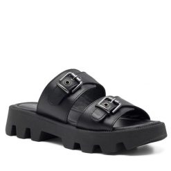 Klapki Lasocki. Czarne klapki Lasocki, bez wzorów, bez obcasa. Za 159.99 zł.