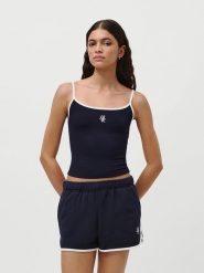 LeGer Top "Ela" w kolorze granatowo-białym rozmiar: 40. Niebieskie topy LeGer, bez wzorów, bez kołnierzyka, bez ramiączek. Za 56.99 zł.