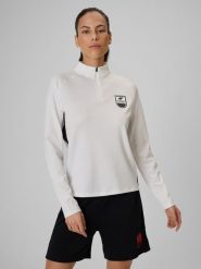 4F Bluza piłkarska regular szybkoschnąca damska - biała M. Białe bluzy 4f, m, bez wzorów, bez kaptura. Za 169.99 zł.