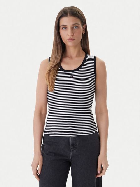 Tommy Jeans Top Essential DW0DW20673 Czarny Regular Fit. Czarne topy Tommy Jeans, xs, bez wzorów, z bawełny, bez kołnierzyka, bez ramiączek. Za 98.99 zł.