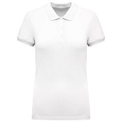 Damska koszulka polo pique Kariban. Białe bluzki KARIBAN, bez wzorów, z bawełny, bez kołnierzyka, bez ramiączek. Za 206.00 zł.