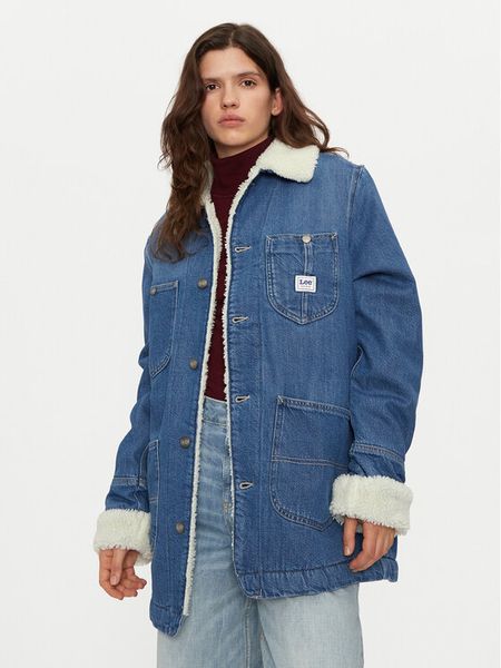 Lee Kurtka jeansowa Chore 112355111 Niebieski Relaxed Fit. Niebieskie kurtki Lee, xs, bez wzorów, z bawełny, bez kaptura. Za 419.99 zł.