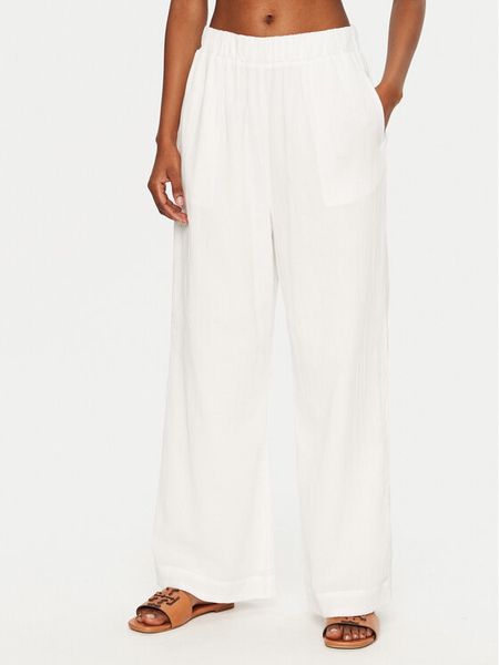 Seafolly Spodnie materiałowe Crinkle 55430-PA Biały Regular Fit. Białe spodnie materiałowe Seafolly, m, bez wzorów, z bawełny. Za 409.99 zł.