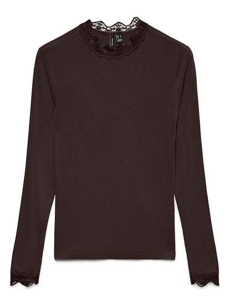 Vero Moda Koszulka "Rosa" w kolorze brązowym rozmiar: XS. Brązowe bluzki Vero Moda, xs, bez wzorów, z koronki, bez kołnierzyka, bez ramiączek. Za 82.95 zł.
