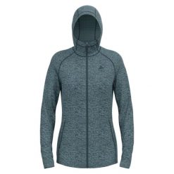 Bluza z kapturem damska Odlo Tencia Mid Layer Hoody Full Zip. Niebieskie bluzy Odlo, bez wzorów, z kapturem. Za 419.65 zł.