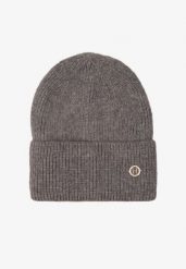 Szara Czapka z Angorą w Stylu Beanie Ozdobiona Aplikacją Delarielis. Szare czapki Born2be, z aplikacjami. Za 59.99 zł.