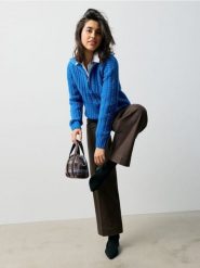 Jeansy wide leg z paskiem - brązowy. Brązowe jeansy Sinsay, bez wzorów. Za 69.99 zł.