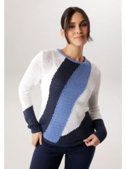 Aniston Sweter w kolorze niebiesko-granatowo-białym rozmiar: 46. Białe swetry Aniston, bez wzorów, bez ramiączek. Za 173.99 zł.